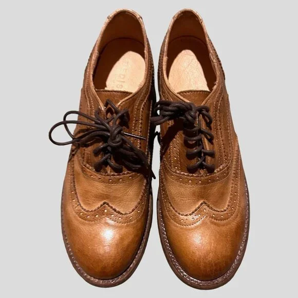 Bed Stu Womens Lita Oxfords Wingtip Leather Loafers Brown Shoes 90s Y2K Size 8